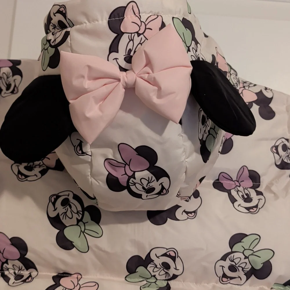 Girls Disney Minnie Mouse Puffer Hooded Jacket Multiple Sizes